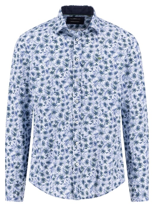 Fynch-Hatton Premium Fantasy Floral Pattern Overhemd Dark Leaf-Blue