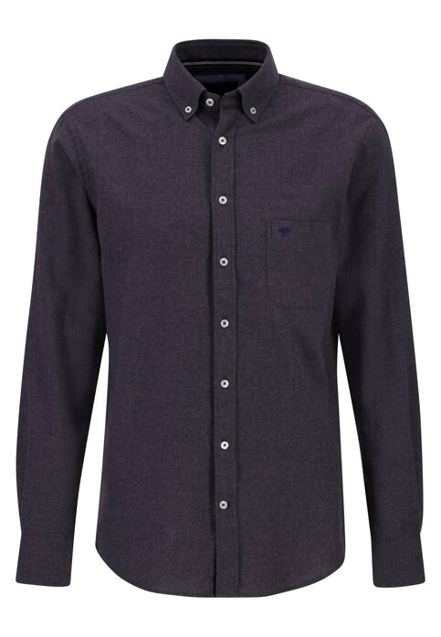 Fynch-Hatton Premium Fine Flanel Uni Button Down Overhemd Charcoal