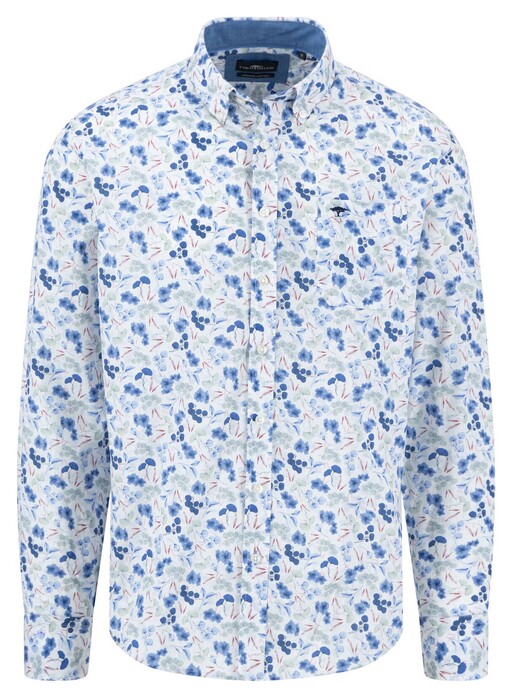 Fynch-Hatton Premium Floral Fantasy Pattern Overhemd Crystal Blue