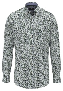 Fynch-Hatton Premium Flower Pattern Button-Down Overhemd Dark Leaf