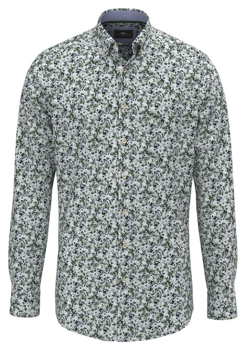 Fynch-Hatton Premium Flower Pattern Button-Down Overhemd Dark Leaf