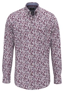 Fynch-Hatton Premium Flower Pattern Button-Down Overhemd Deep Merlot