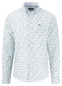 Fynch-Hatton Premium Flower Pattern Cotton Button Down Overhemd Turf Green
