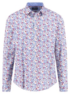 Fynch-Hatton Premium Flower Pattern Kent Collar Overhemd Berry-Blue
