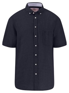 Fynch-Hatton Premium Linen Uni Color Button-Down Shirt Navy