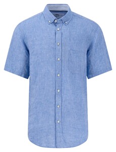 Fynch-Hatton Premium Linen Uni Color Button-Down Shirt Strong Blue
