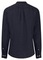 Fynch-Hatton Premium Linnen Solid Color Stand-Up Collar Overhemd Navy