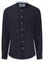 Fynch-Hatton Premium Linnen Solid Color Stand-Up Collar Overhemd Navy