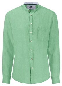 Fynch-Hatton Premium Linnen Solid Color Stand-Up Collar Overhemd Turf Green