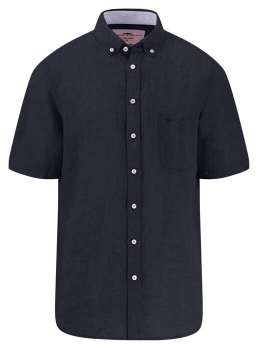 Fynch-Hatton Premium Linnen Uni Color Button-Down Overhemd Navy
