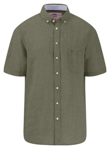 Fynch-Hatton Premium Linnen Uni Color Button-Down Overhemd Olive