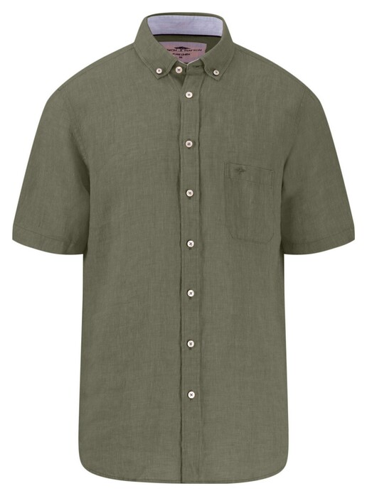 Fynch-Hatton Premium Linnen Uni Color Button-Down Overhemd Olive