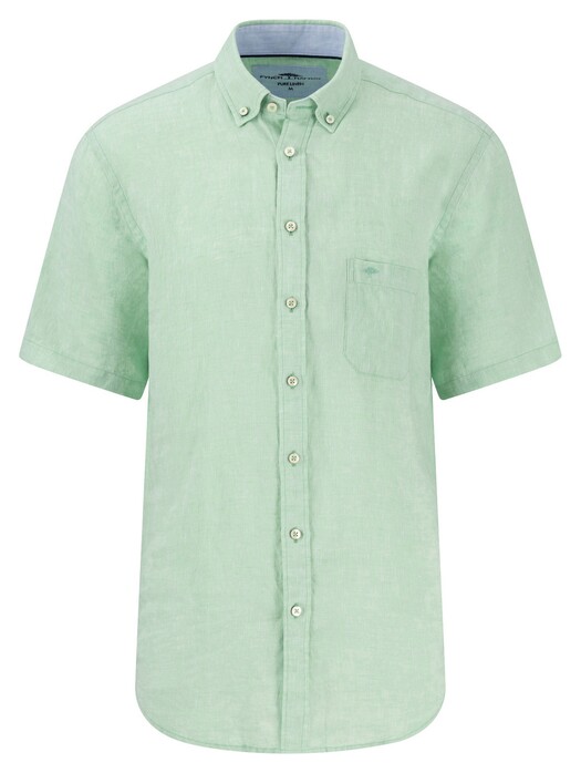 Fynch-Hatton Premium Linnen Uni Color Button-Down Overhemd Turf Green
