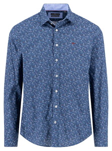 Fynch-Hatton Premium Mini Leaves Pattern Overhemd Deep Merlot-Blue