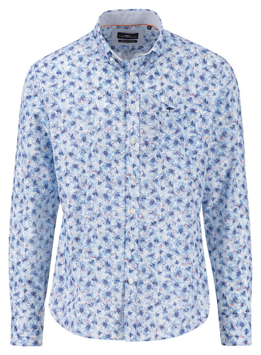 Fynch-Hatton Premium Multi Flower Pattern Button-Down Overhemd Strong Blue