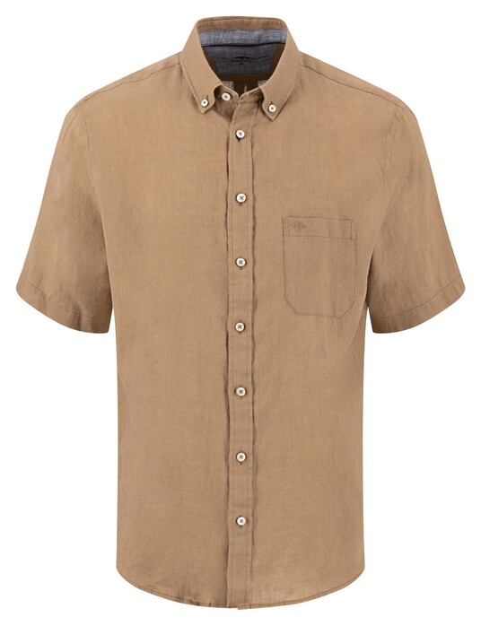 Fynch-Hatton Premium Short Sleeve Linen Button-Down Shirt Elephant Grey