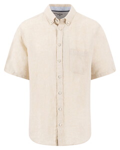 Fynch-Hatton Premium Short Sleeve Linen Button-Down Shirt Sand