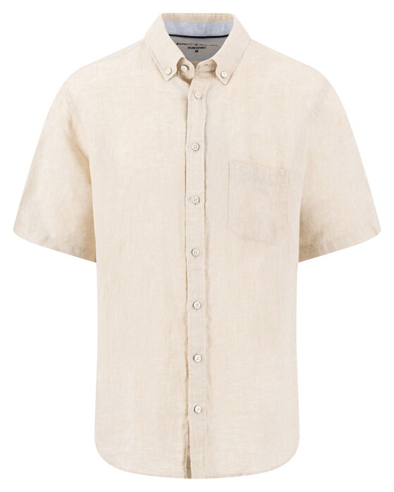 Fynch-Hatton Premium Short Sleeve Linen Button-Down Shirt Sand