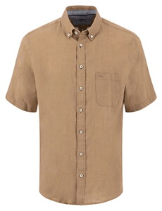 Fynch-Hatton Premium Short Sleeve Linnen Button-Down Overhemd Elephant Grey