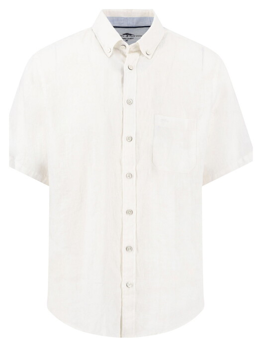 Fynch-Hatton Premium Short Sleeve Linnen Button-Down Overhemd Wit