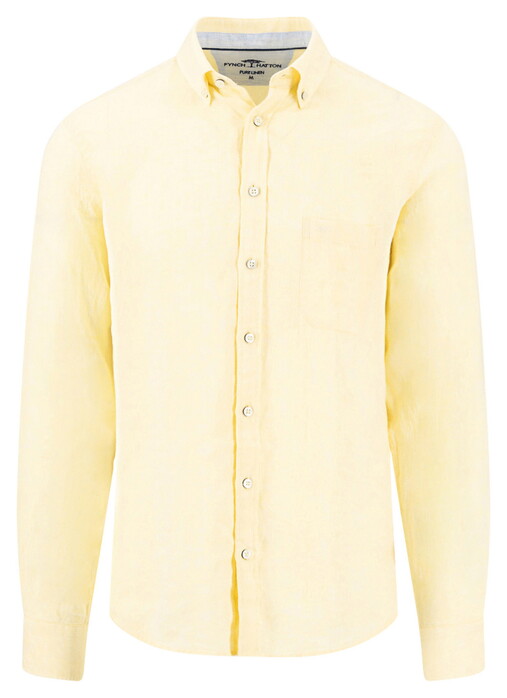 Fynch-Hatton Premium Solid Linen Button-Down Shirt Pale Yellow