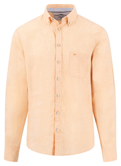 Fynch-Hatton Premium Solid Linen Button-Down Shirt Tangerine
