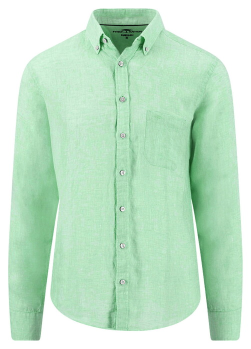 Fynch-Hatton Premium Solid Linen Button-Down Shirt Turf Green