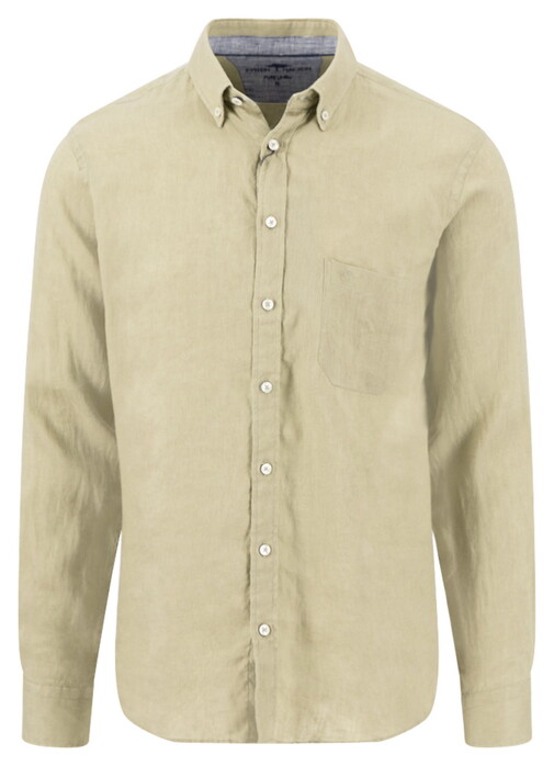 Fynch-Hatton Premium Solid Linnen Button-Down Overhemd Pistache