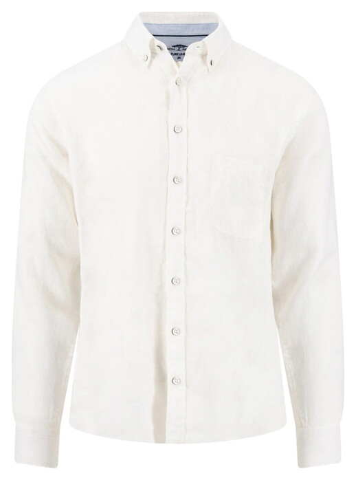Fynch-Hatton Premium Solid Linnen Button-Down Overhemd Wit