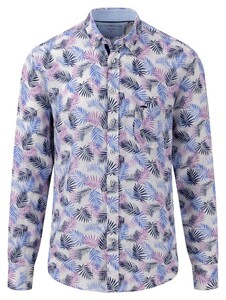 Fynch-Hatton Pure Linen Leaves Pattern Overhemd Dusty Lavender