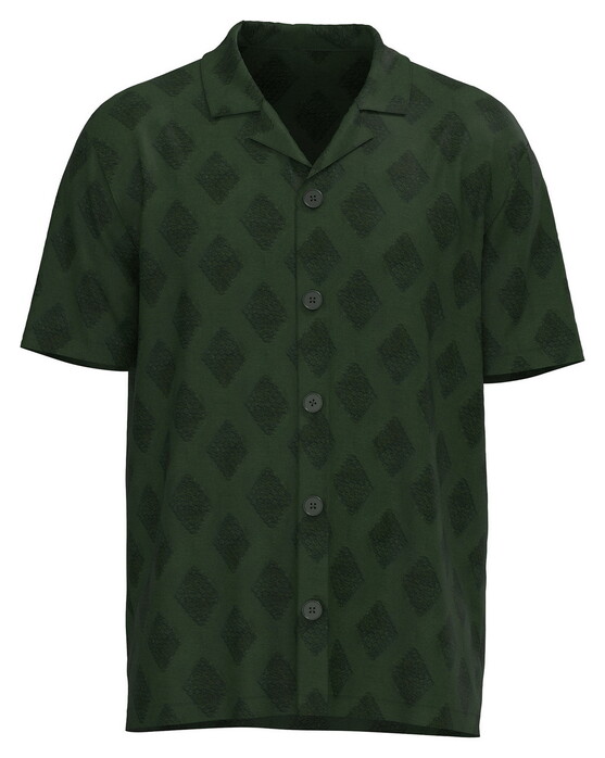 Fynch-Hatton Resort Shirt Polo Terry Jacquard Overhemd Donker Khaki