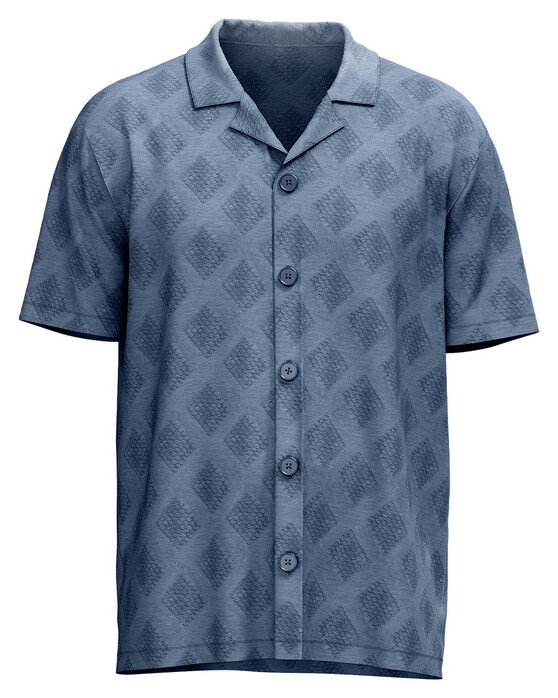Fynch-Hatton Resort Shirt Polo Terry Jacquard Overhemd Navy