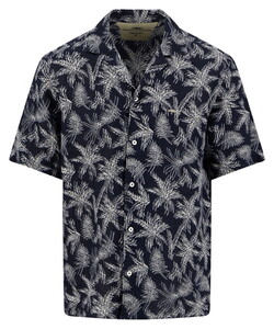 Fynch-Hatton Resort Short Sleeve Linnen Overhemd Navy