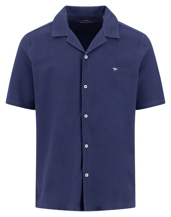 Fynch-Hatton Resort Structured Jersey Cotton Shirt Marine
