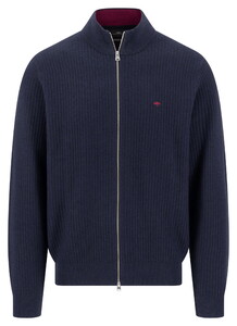 Fynch-Hatton Ribbed Knit Stand-Up Zip Vest Navy