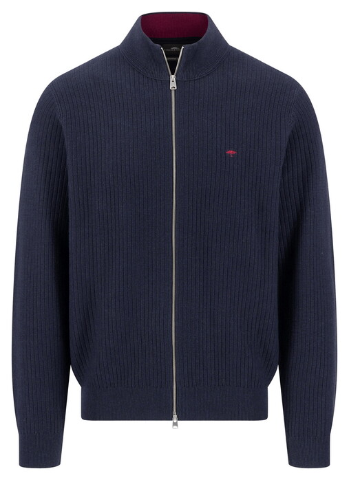 Fynch-Hatton Ribbed Knit Stand-Up Zip Vest Navy