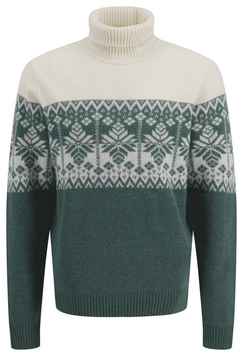 Fynch-Hatton Rollneck Jacquard Trui Sage Green