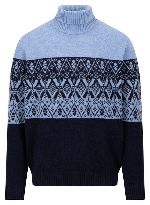 Fynch-Hatton Rollneck Lambswool Fair Isle Trui Navy