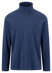 Fynch-Hatton Rollneck Longsleeve Compact Cotton T-Shirt Ink Blue