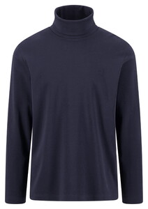 Fynch-Hatton Rollneck Longsleeve Compact Cotton T-Shirt Navy