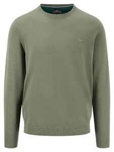 Fynch-Hatton Ronde Hals Fine Knit Cotton Trui Light Khaki
