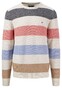 Fynch-Hatton Ronde Hals Striped Fine Texture Trui Off White-Multi