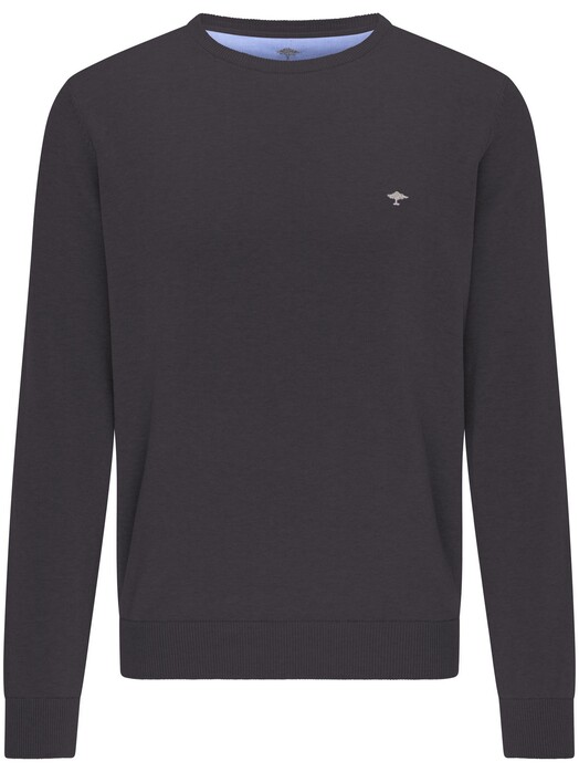Fynch-Hatton Ronde Hals Superfine Cotton Trui Charcoal