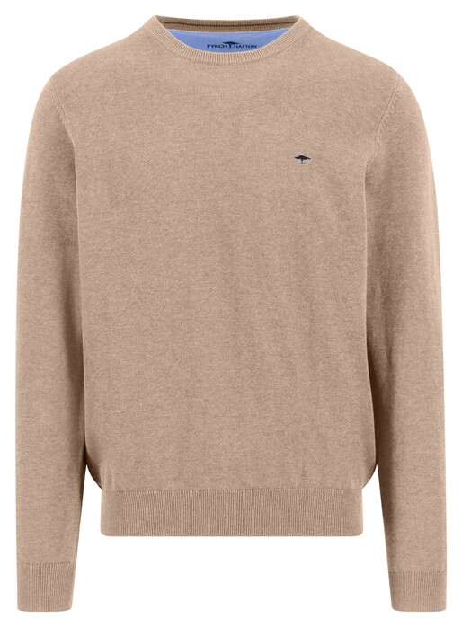 Fynch-Hatton Ronde Hals Superfine Cotton Trui Taupe