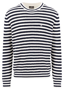 Fynch-Hatton Round Neck Striped Bouclé Trui New Off White