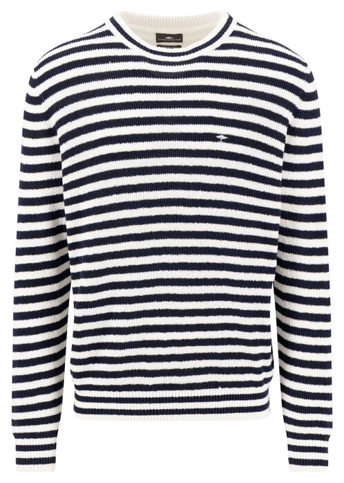 Fynch-Hatton Round Neck Striped Bouclé Trui New Off White