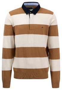 Fynch-Hatton Rugby Knit Stripes Cotton Trui Impala