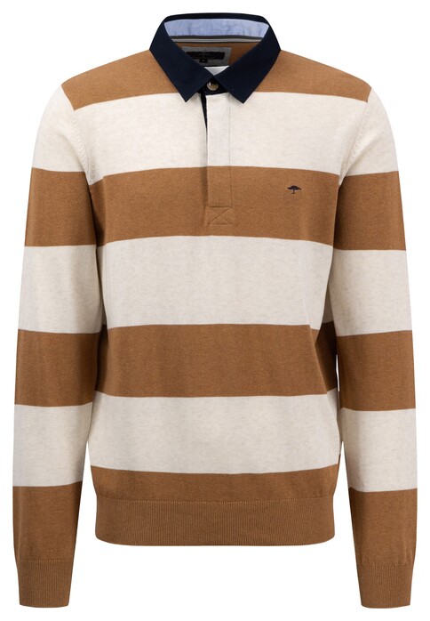 Fynch-Hatton Rugby Knit Stripes Cotton Trui Impala
