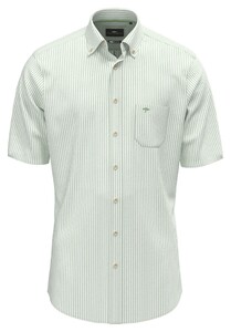 Fynch-Hatton Seersucker Stripe Short Sleeve Button-Down Overhemd Turf Green
