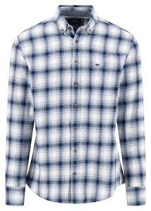 Fynch-Hatton Shadow Check Button-Down Shirt Ink Blue